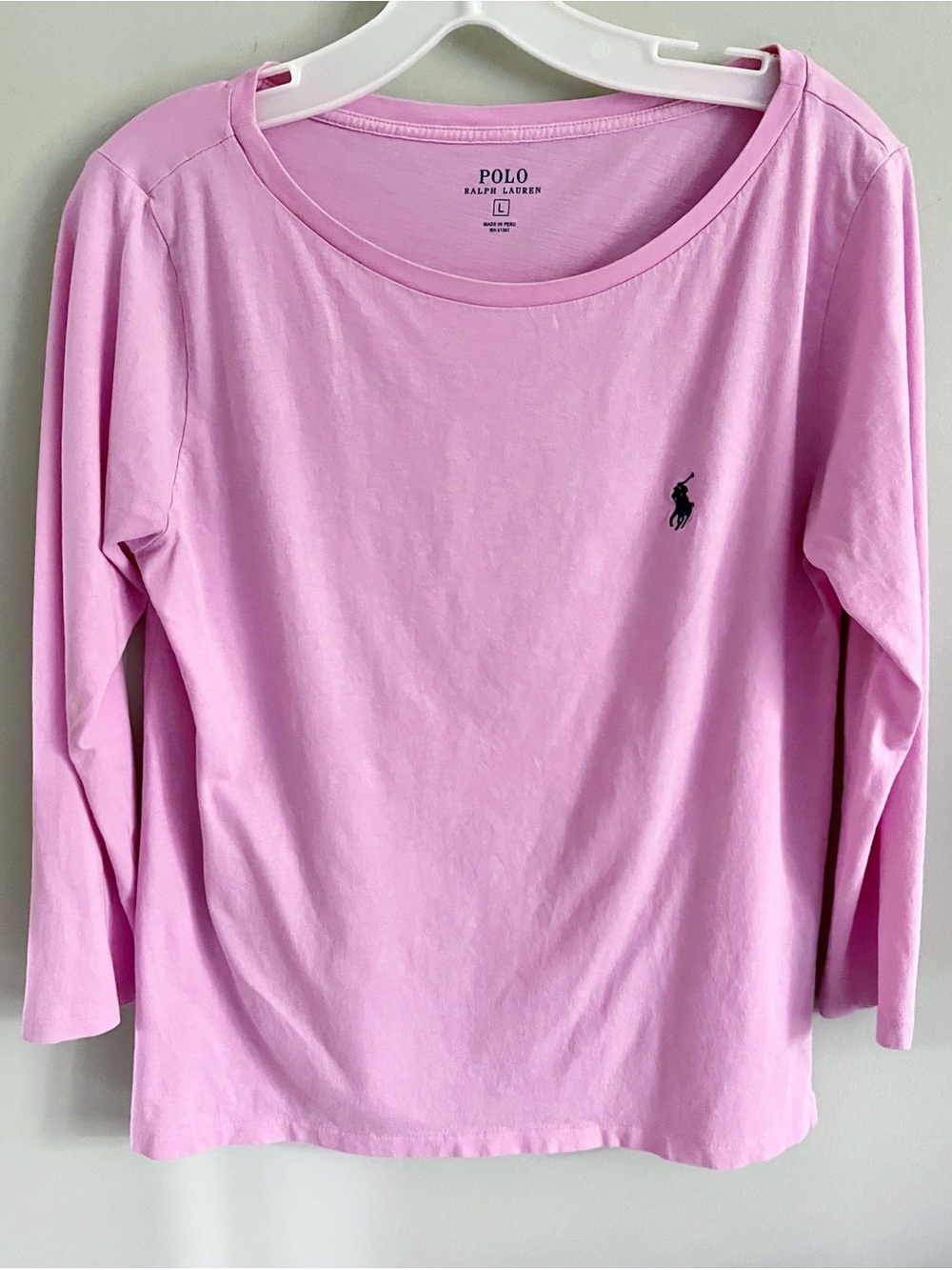 Polo RL cotton candy pink logo top sz L